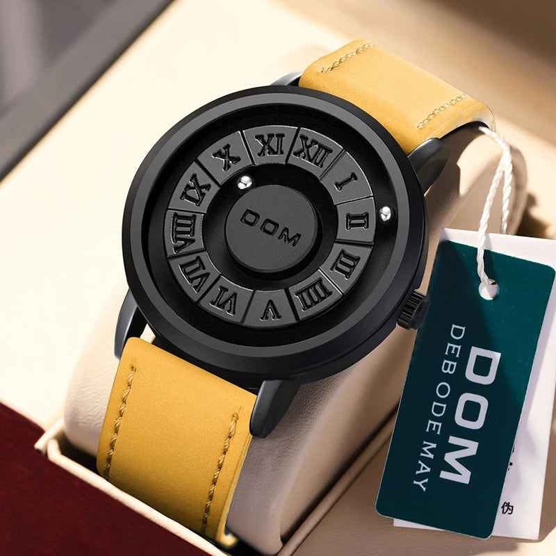 DOM 1345 Fashion New Personalized Floating Magnetic Pointer Free Ball Bearing Creative Waterproof Quartz Watch for Men Clock