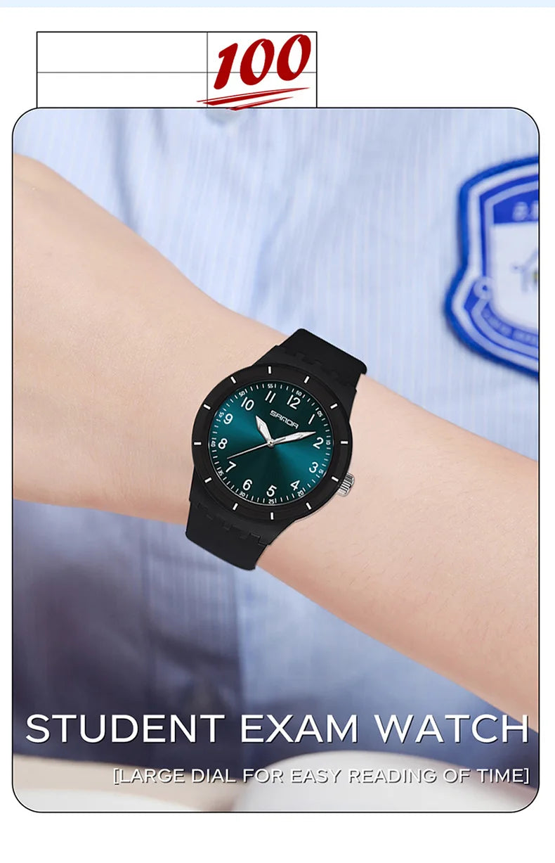 SANDA 9075 Men New Luxury Simple Original Watches Gift Silicone Quartz Wristwatches