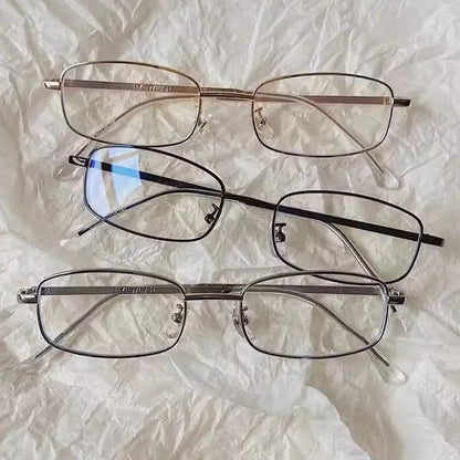 Y2K Vintage Black Silver Metal Eyeglasses Fashion Clear Reading Glasses