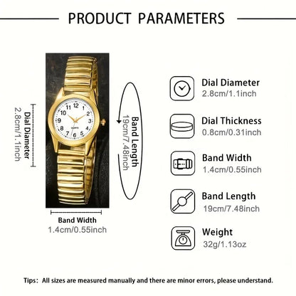 1/2PCS Couple Quartz Watch Fashion Creative Arabic Numerals Round Dial Elastic Band Elegant Couple Wristwatch Gift for Lovers