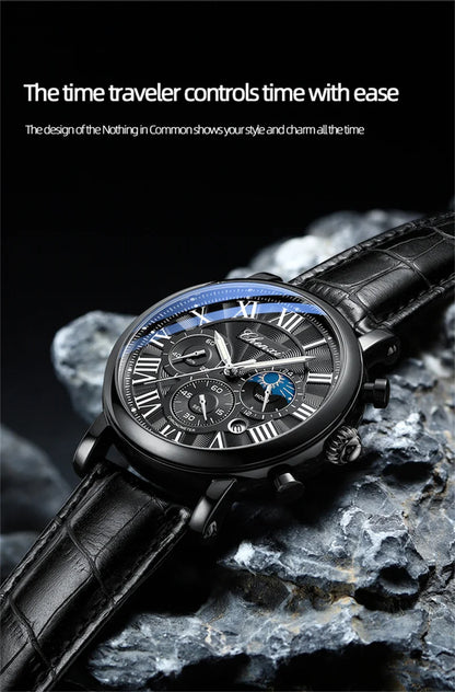 CHENXI 973 Multi-function Business Moon Phase Date Waterproof Rome Analog Imported Men Wristwatch