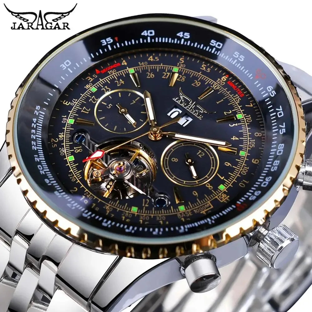 JARAGAR 034 Men's Big Dial Watch Military Pilot Date Month Business Watch