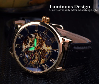 FORSINING 99A Men Mechanical Watches Luxury Fashion Elegant Genuine Leather Strap Wrist Watches for Male Clock