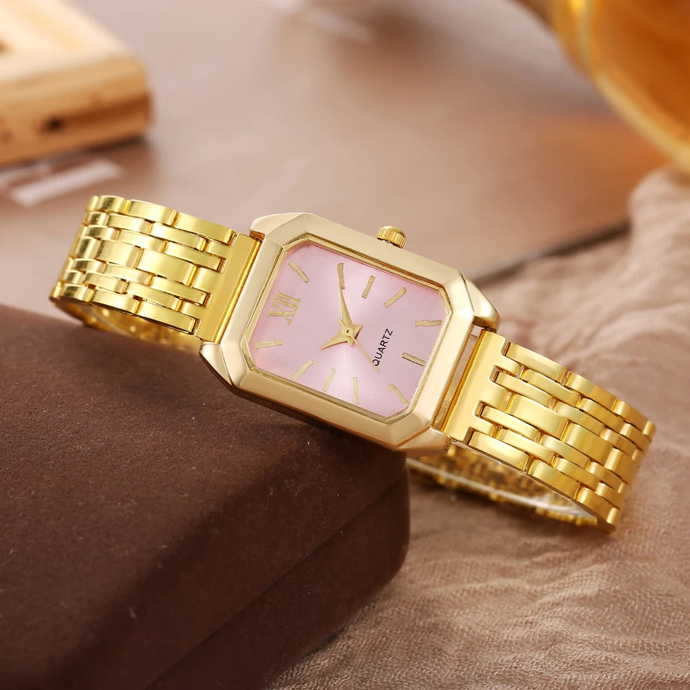 New retro square women's watch ins wind steel strip niche quartz watch
