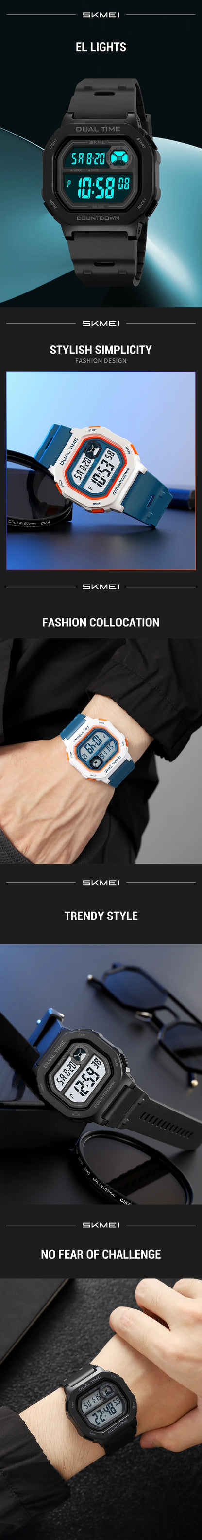 SKMEI 2543 Original Light Display Digital Watch Chronograph Men's Watches