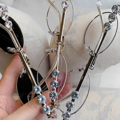 Japanese Small Oval Rhinestone Eyeglasses Frame for Women
