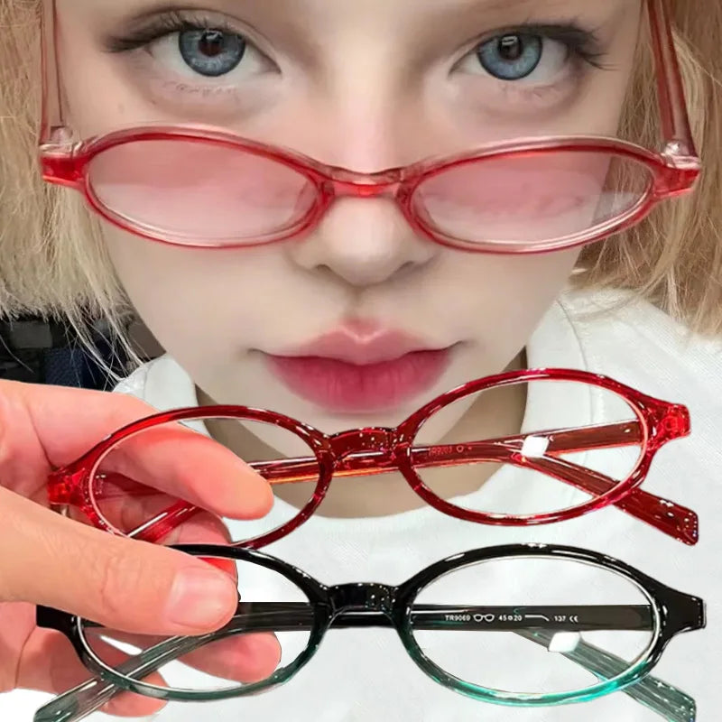 Retro Red Small Frame Face Y2K Spicy Girl Eyeglasses
