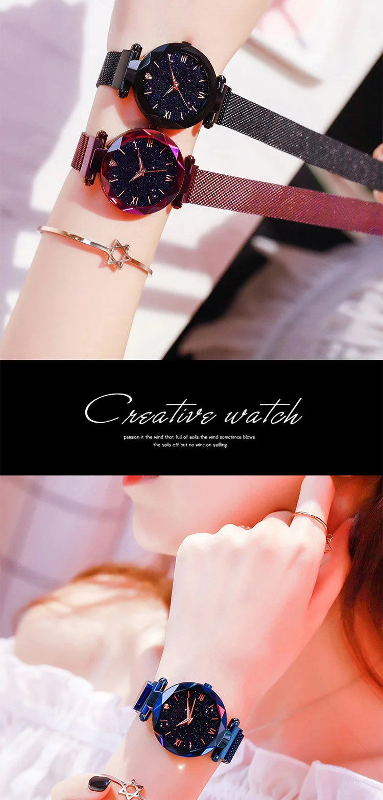Luxury Starry Sky Women Watches Magnetic Mesh Belt Band Watch Women's Fashion Dress Wristwatch Zegarek Damski Reloj Mujer