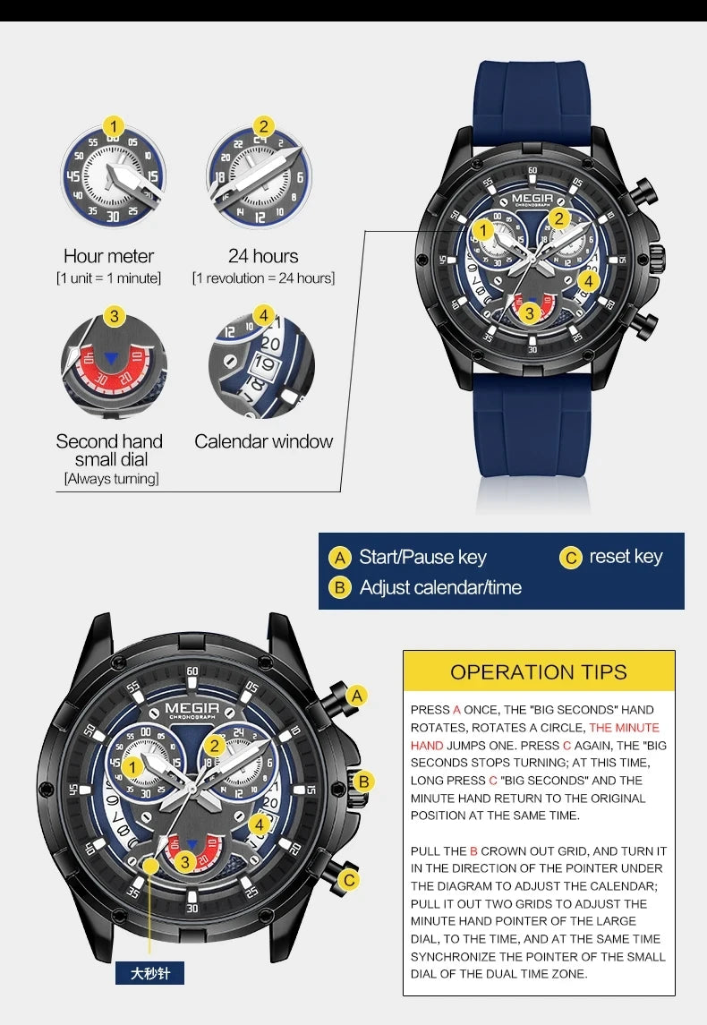 MEGIR 2248 Top Brand Chronograph Quartz Watch