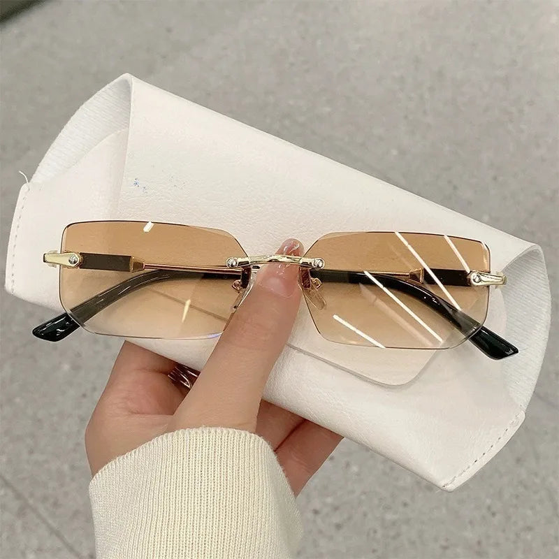 Retro Sunglasses Men Brand Designer Fashion Rimless Sun Glasses