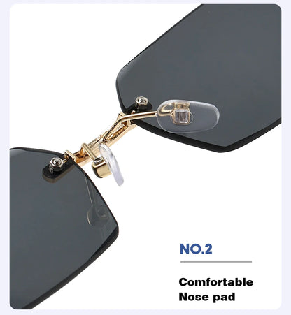 Trendy Rimless Sunglasses for Men Women Fashion Frameless Rectangle Sun Glasses