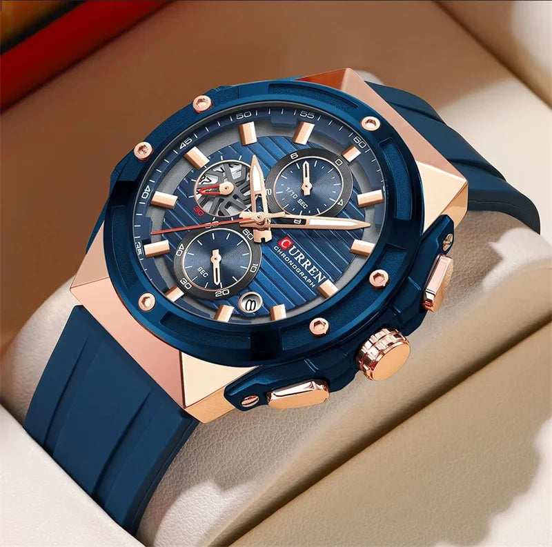 Curren 8462 Top Brand Luxury Men Watch Silicone Sports Quartz Mens Watches