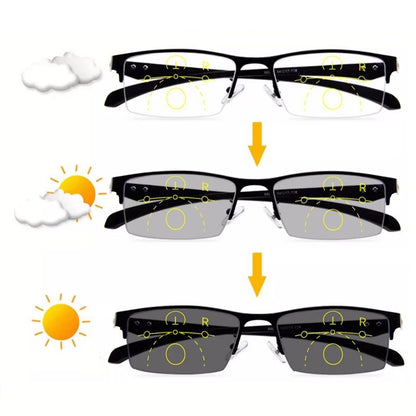 Titanium Transition Photochromic Progressive Reading Glasses Men Hyperopia Presbyopia diopters Outdoor Presbyopia Lens Eyewears