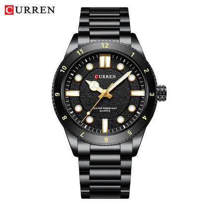 CURREN 8450 Stainless Steel Strap Men's Quartz Watch Business Blue Green Clock Analog Display Wrist Watches for Male