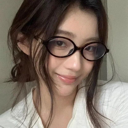 1/2pcs New Women Leopard Y2K Retro Oval Frame Glasses Sweet Cool Eyewear