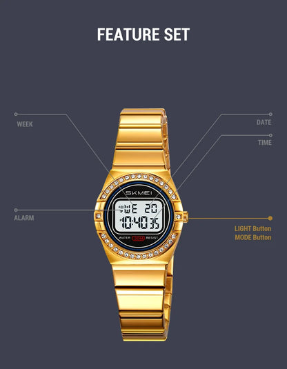 SKMEI 2446 Luxury Casual Female Girl Sports Watches Waterproof Digital Wristwatches