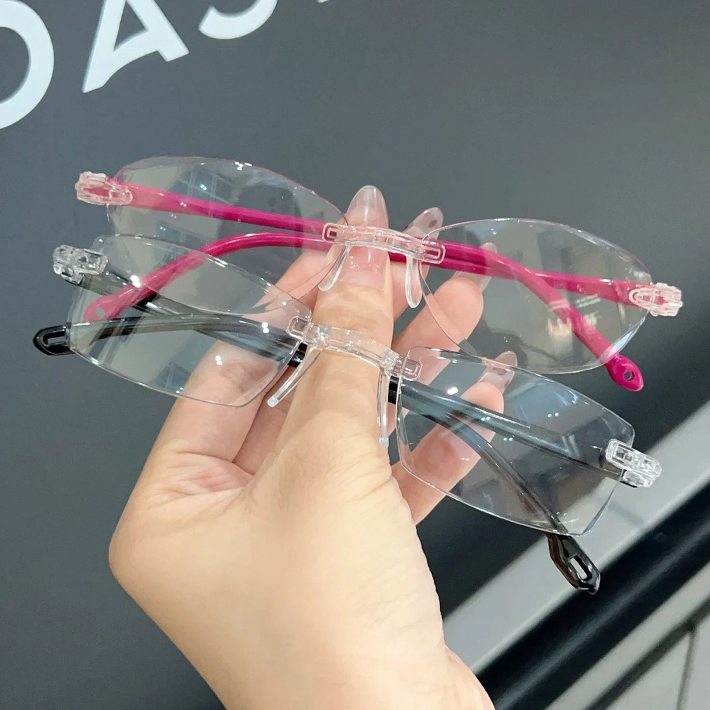 Retro Narrow-frame Glasses Women Anti-Blue Light Rimless Y2K Square Harajuku Eyewear Decorative Computer Eyeglasses Accessories