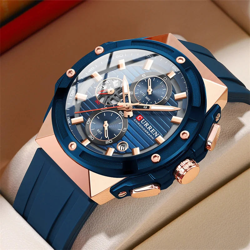 Curren 8462 Top Brand Luxury Men Watch Silicone Sports Quartz Mens Watches