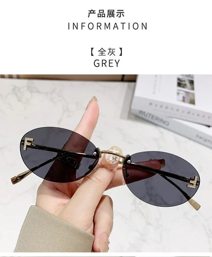 Elegant Diamond Oval Sunglasses Male Letter "F" Rimless Sunglasses  car sunglasses 90902
