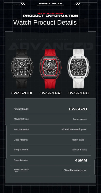 Mark Fairwhale 5670 Men's Tonneau Design Quartz Sports watch