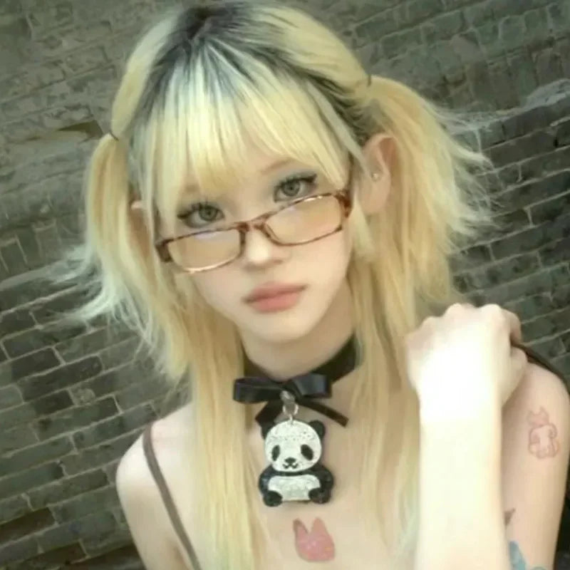 Black Amber VintageY2K Frame Glasses for Women Small Square Eyeglass