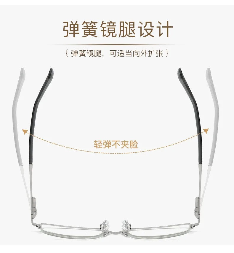 O-Q CLUB Men's Half-frame Business Reading Glasses Anti-blue Light Anti-fatigue Metal Frame