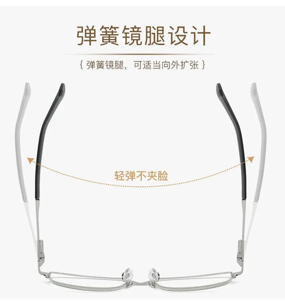 O-Q CLUB Men's Half-frame Business Reading Glasses Anti-blue Light Anti-fatigue Metal Frame