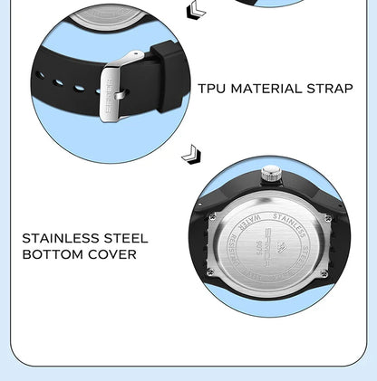 SANDA 9075 Men New Luxury Simple Original Watches Gift Silicone Quartz Wristwatches