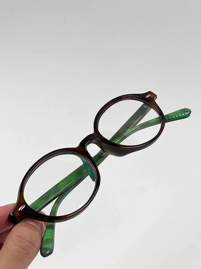 Y2K Retro Blue Green Oval Small Frame Glasses Frame Women's Anti Blue Light Glasses 2023 Fashion Style Eyeglasses Frame Eyewear