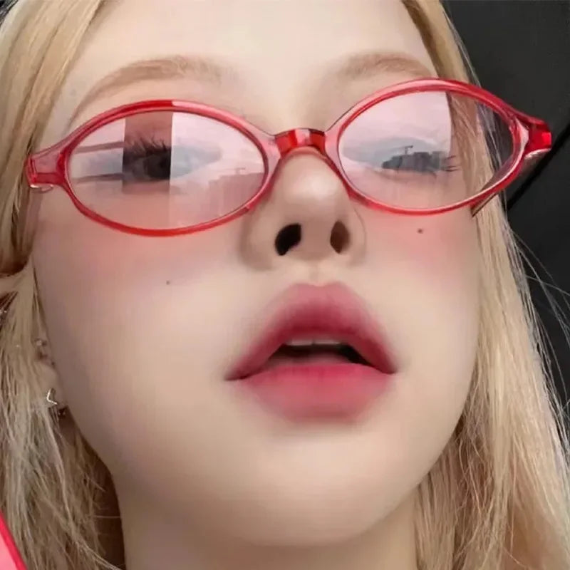 Retro Red Small Frame Face Y2K Spicy Girl Eyeglasses