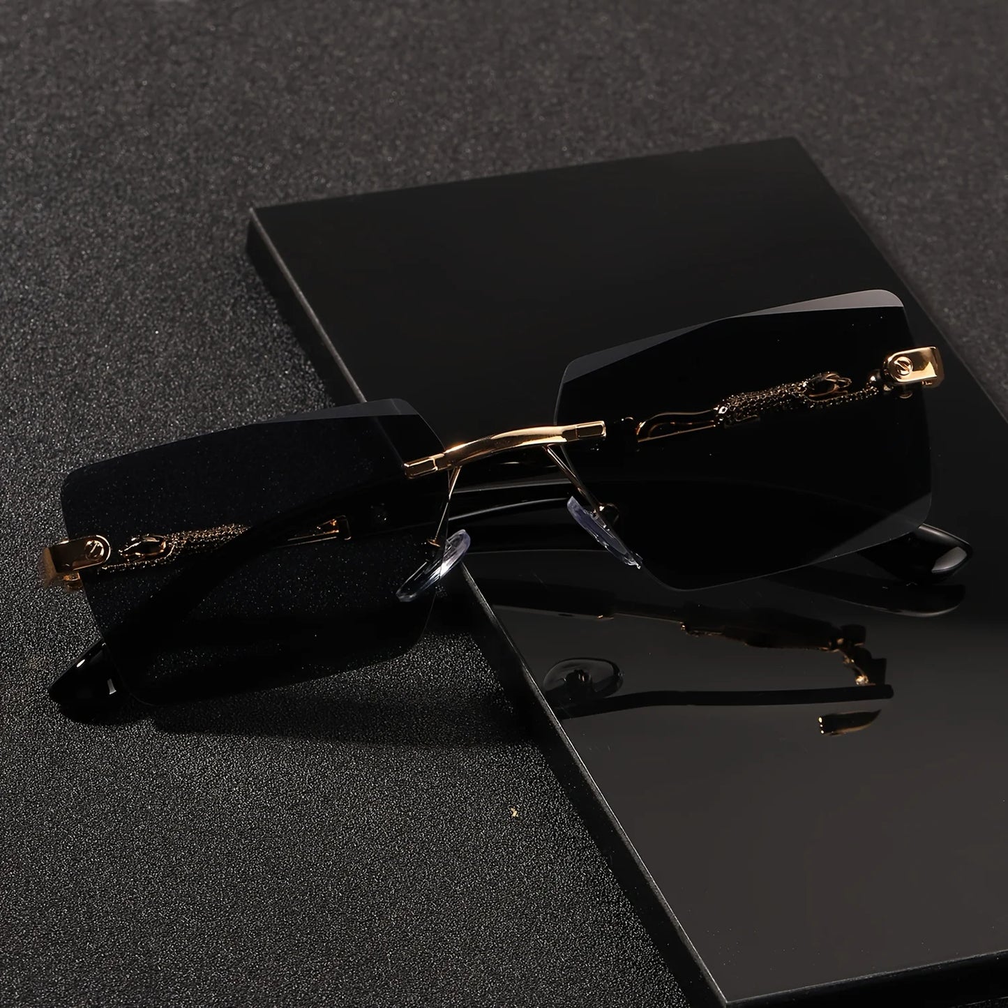 1pc Rimless Sunglasses Rectangle Women Men Shades Small Square Sun Glasses For Female