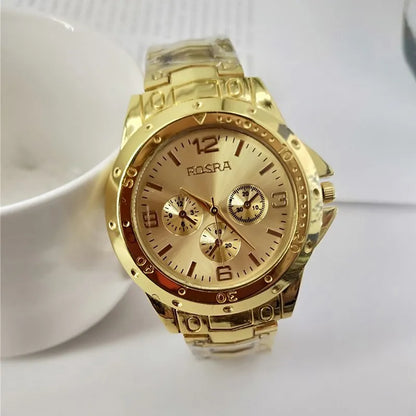 Men Business Watches Fashion Steel Strap Men and Women Luxury Gold Casual Couple Watches Three Eyes Dial Wristwatch Wholesale
