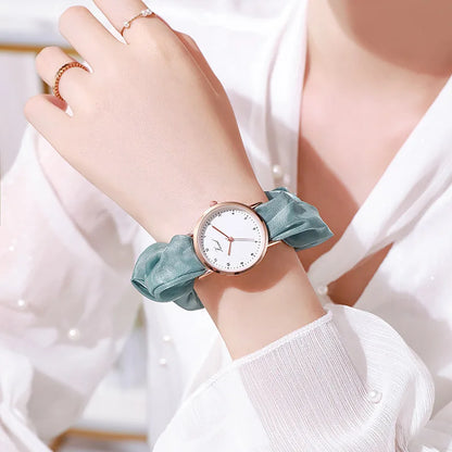 Montre Femme Creative Ribbon Women's Quartz Watches Ladies Color Fabric Belt Wristwatch for Women Stylish Dress Reloj Mujer