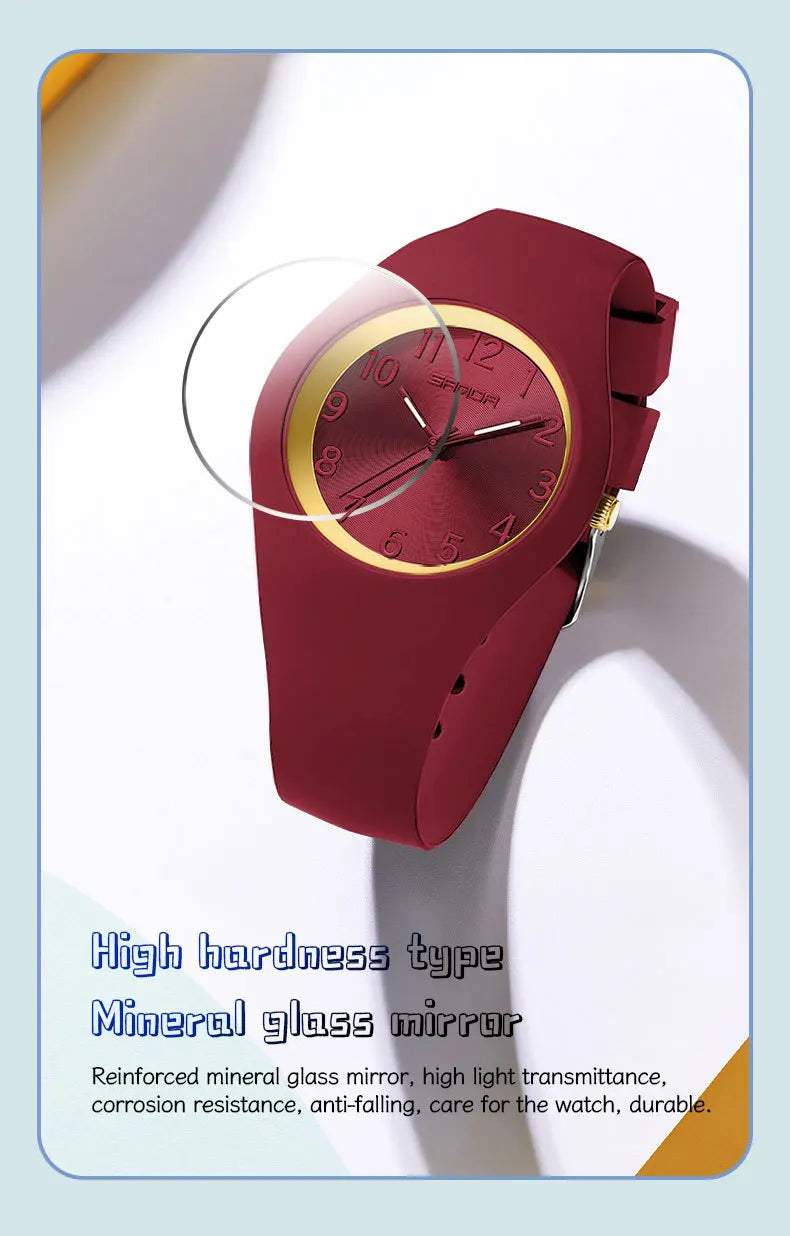 SANDA 6186 Fashion Teenagers Silicone Strap Quartz Watch