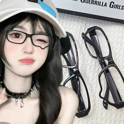 Fashion Anime Y2K Teardrop Cosplay Glasses Unisex No Lenses Eyeglass Japanese Costume Props Spectacles Retro Eyewear Accessories
