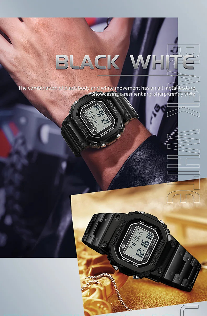SANDA 2162 Men Electronic Watch Multifunctional Wristwatch