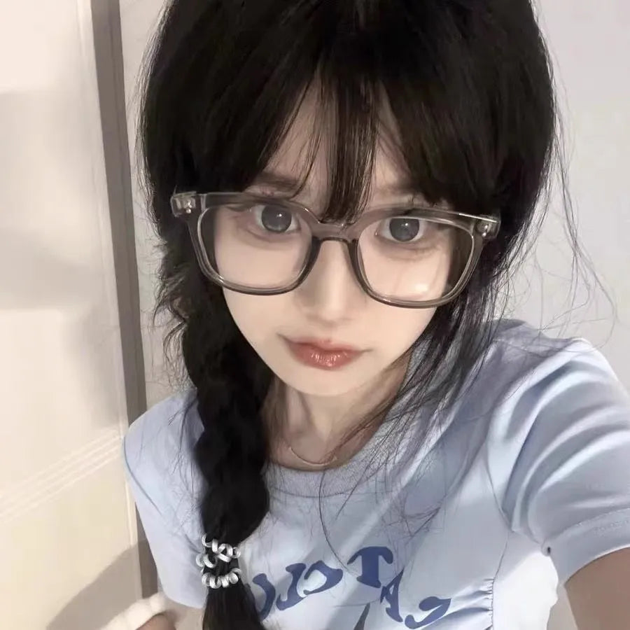 Vintage Rivet Round Frame Glasses Women Black White Leopard Eyewear Trend Brand Reading Computer Y2K Anti Blue Light Eyeglasses