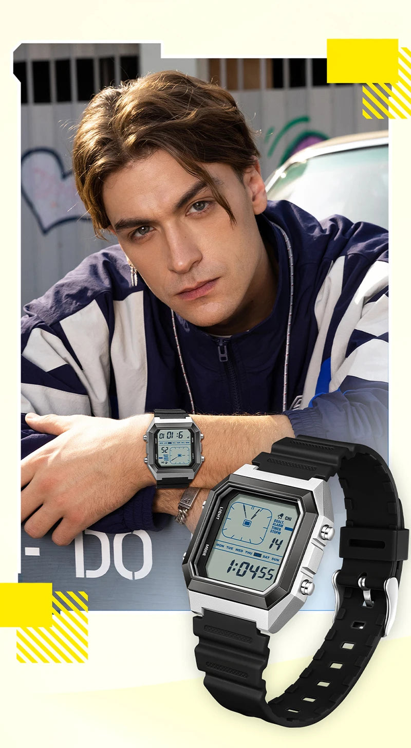 SANDA 6307 Sports Alarm Electronic Watch Digital Watches for Man Women Boys