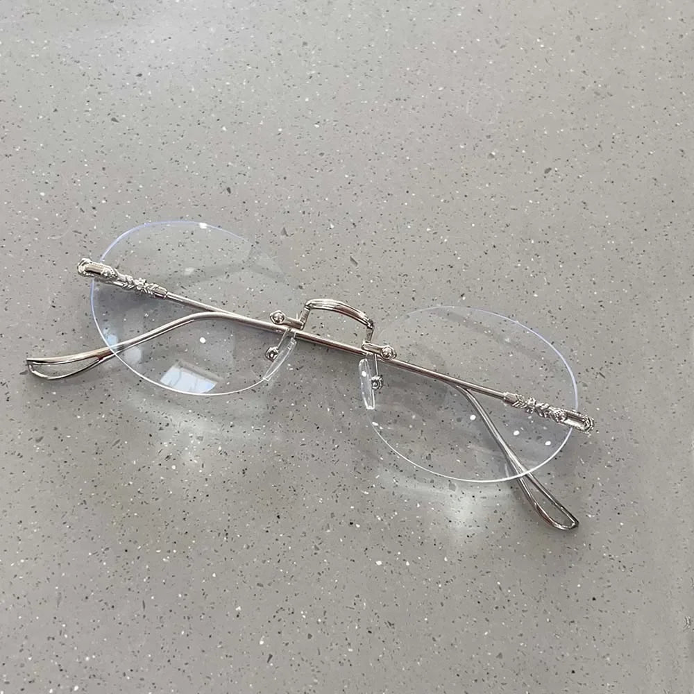 New Trendy Anti-blue Light Vintage Frameless Square Eyeglasses for Women Girls Blue Light Blocking Glasses Eyewear Accessories