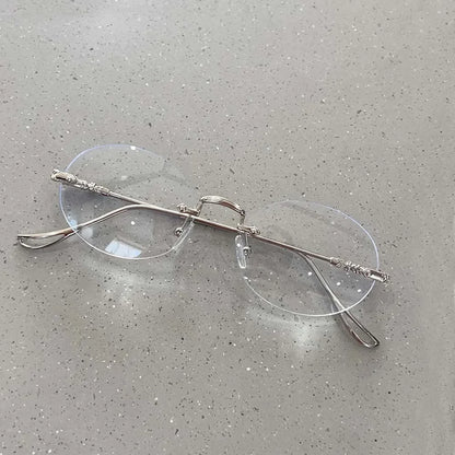 New Trendy Anti-blue Light Vintage Frameless Square Eyeglasses for Women Girls Blue Light Blocking Glasses Eyewear Accessories