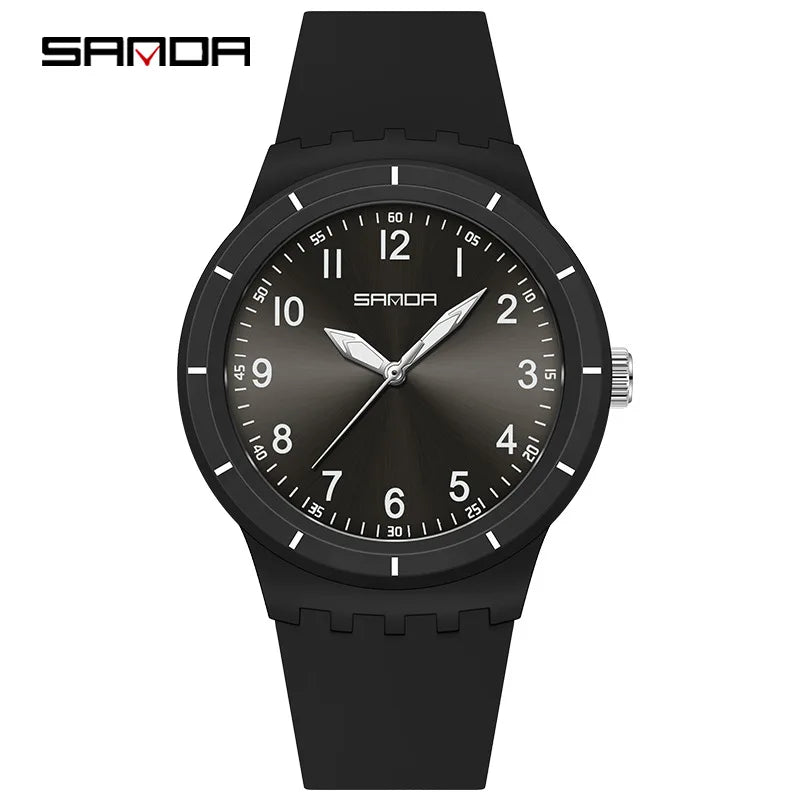 SANDA 9075 Men New Luxury Simple Original Watches Gift Silicone Quartz Wristwatches