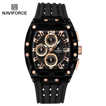 Naviforce 7105 Casual New Chronograph Mul-tifunction Watches Sports Silicone Man Transparent Case Wristwatch