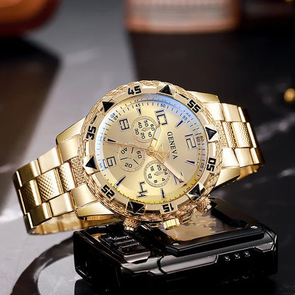 Fashion Men Business Watch Luxury Large Dial Steel Strap Men Quartz Wristwatches Clock Gift Relogio Masculino (Without Box)