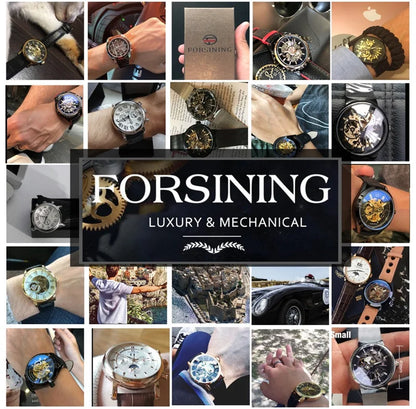 FORSINING 99A Men Mechanical Watches Luxury Fashion Elegant Genuine Leather Strap Wrist Watches for Male Clock