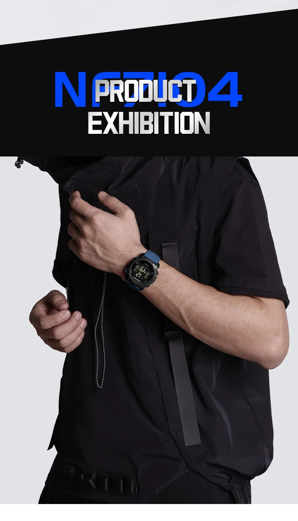 Naviforce 7104 Men Fashion Outdoor Watch Electronic LCD Digital Casual Watch