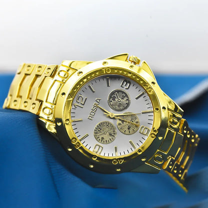 Men Business Watches Fashion Steel Strap Men and Women Luxury Gold Casual Couple Watches Three Eyes Dial Wristwatch Wholesale