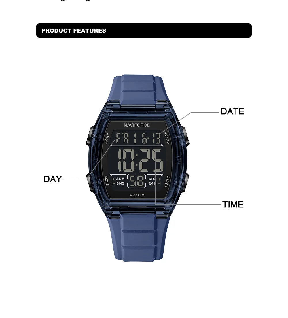Naviforce 6106 Man Watch Clocks Outdoor Casual Sports LCD Digital Electronic Waterproof watch