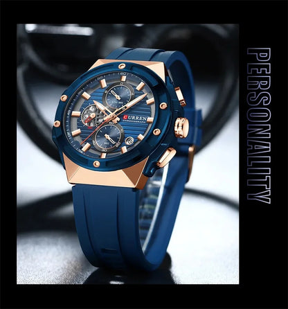 Curren 8462 Top Brand Luxury Men Watch Silicone Sports Quartz Mens Watches