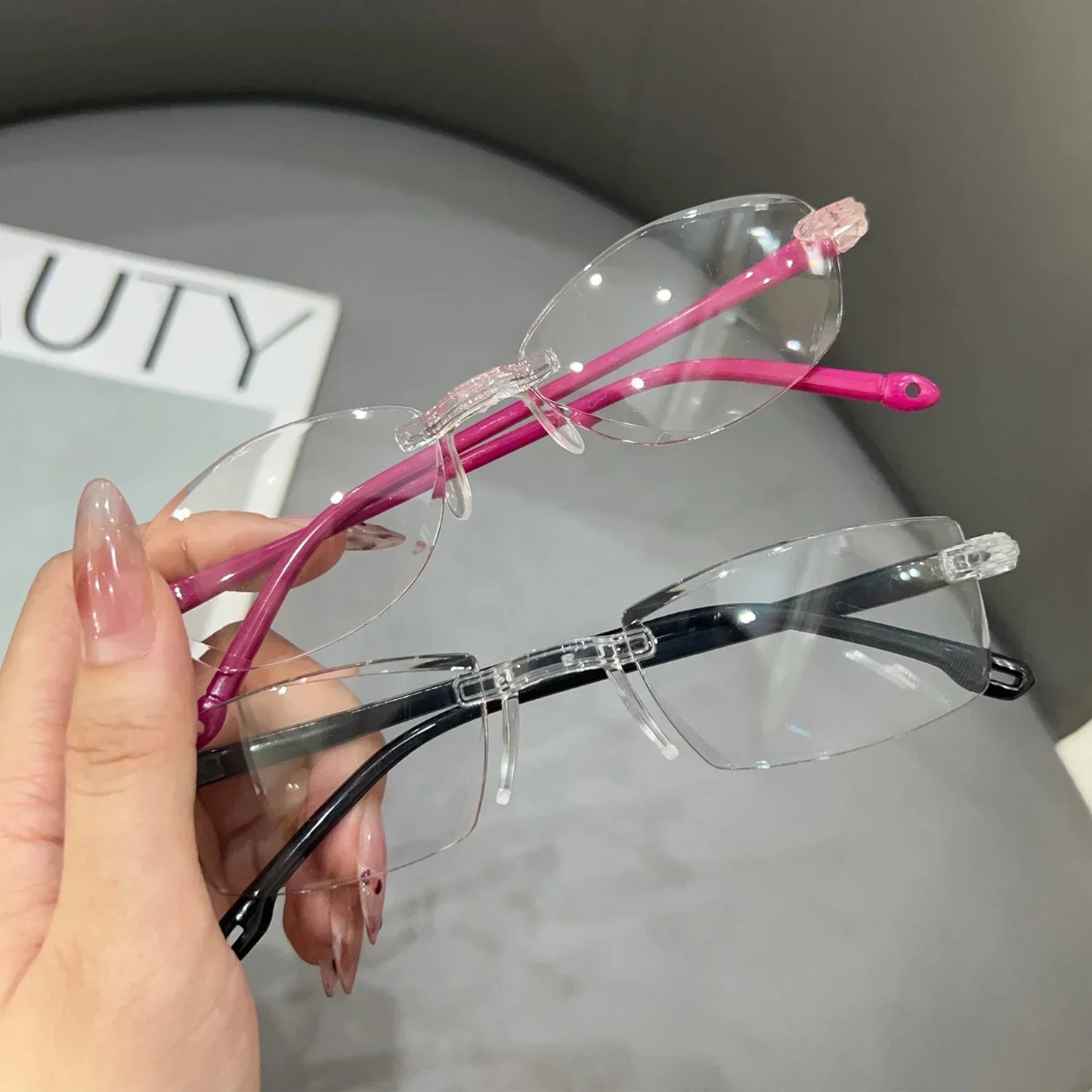 Retro Narrow-frame Glasses Women Anti-Blue Light Rimless Y2K Square Harajuku Eyewear Decorative Computer Eyeglasses Accessories