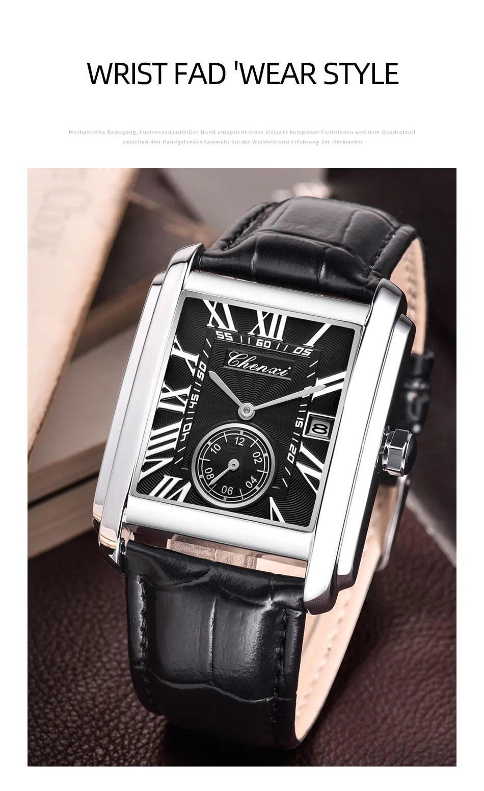 CHENXI 8216 Elegant Waterproof Square Men's Quartz Watch
